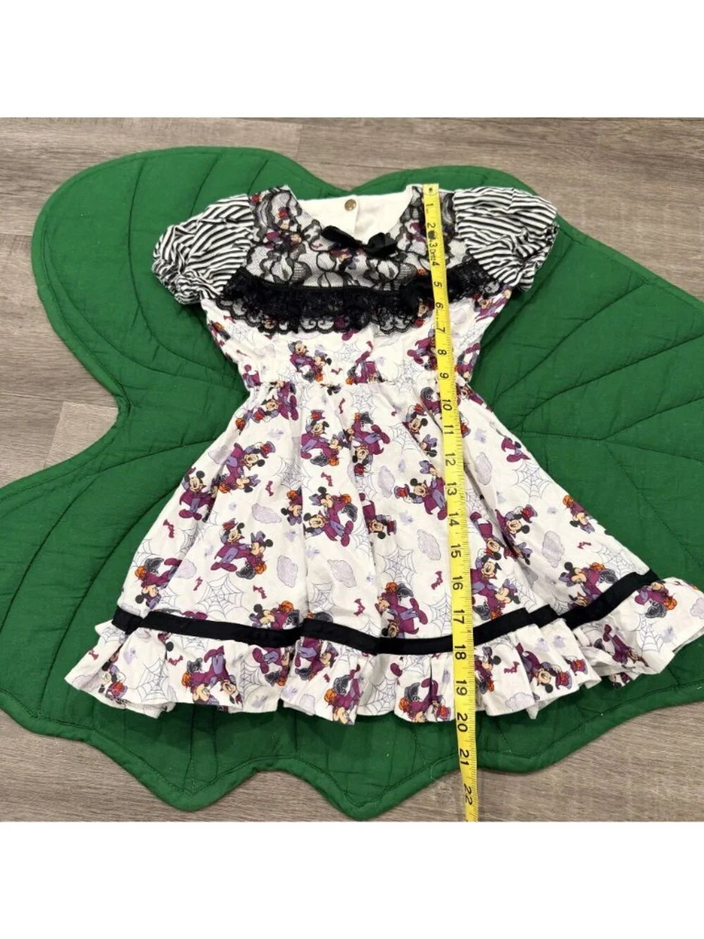Handmade Disney Halloween Mickey Mouse Puff Sleeves Lace Ruffle Dress Girls 3/4